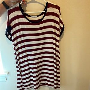 Red and white striped t-shirt dress